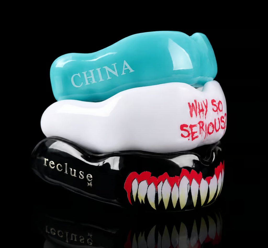 Custom sports mouthguards with personalized colors and designs
